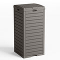 31 Gallon Outdoor Trash Can with Tiered Lid and Drip Tray,Waterproof Resin Waste Bin Indoor,Durable,Stylish,Lightweight Garbage Bin for Patio,Kitchen,Backyard and Office(Gray)