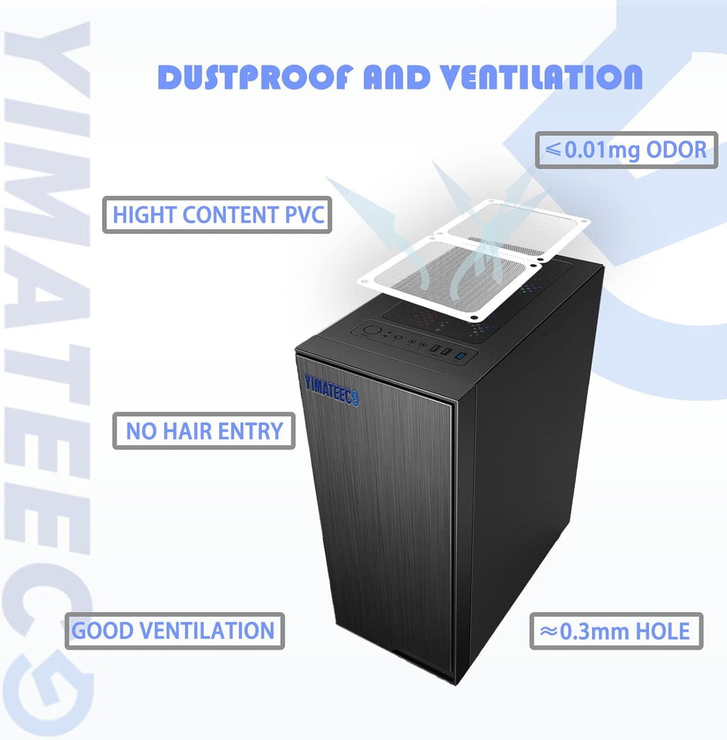 Dust Filter PC 140mm for Computer Cooler Fan/PSU/Routers PVC 50 Mesh, Magnetic Frame PC Fan Dust Mesh PC Cooler Filter Dustproof Computer Fan Grills (PVC, 140 * 140mm, 2pcs, Black)