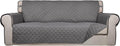 PureFit Reversible Quilted Sofa Cover, Water Resistant Slipcover Furniture Protector, Washable Couch Cover with Non Slip and Elastic Straps for Kids, Pets (Oversized Sofa, Gray/Gray)