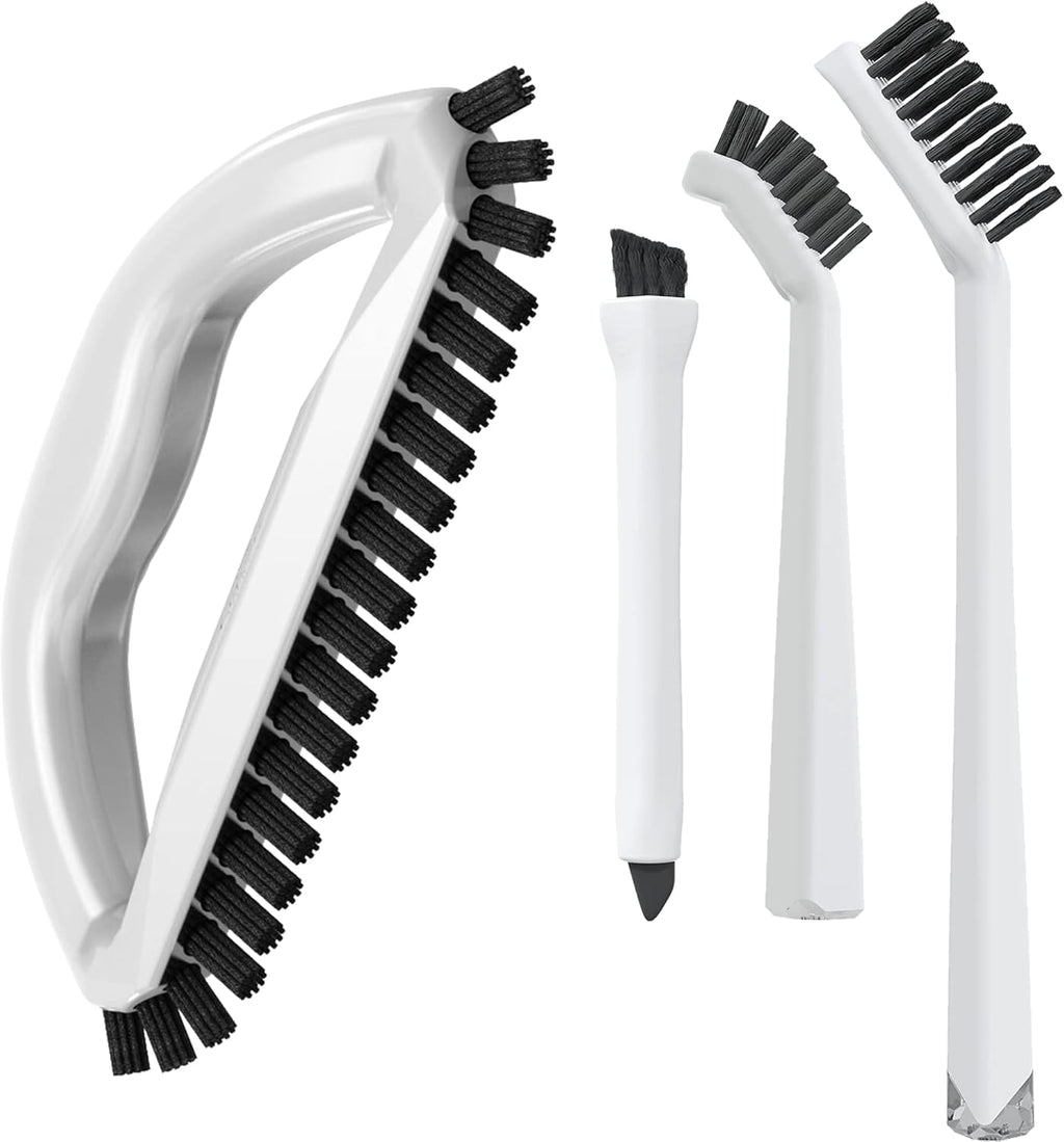 Grout Cleaning Brush Set (4 Pcs) Heavy Duty Hand Grout Scrub Brush & Detail Cleaning Brush Set for Baseboards,Floor, Corners, Shower, Bath Tub & Tiles