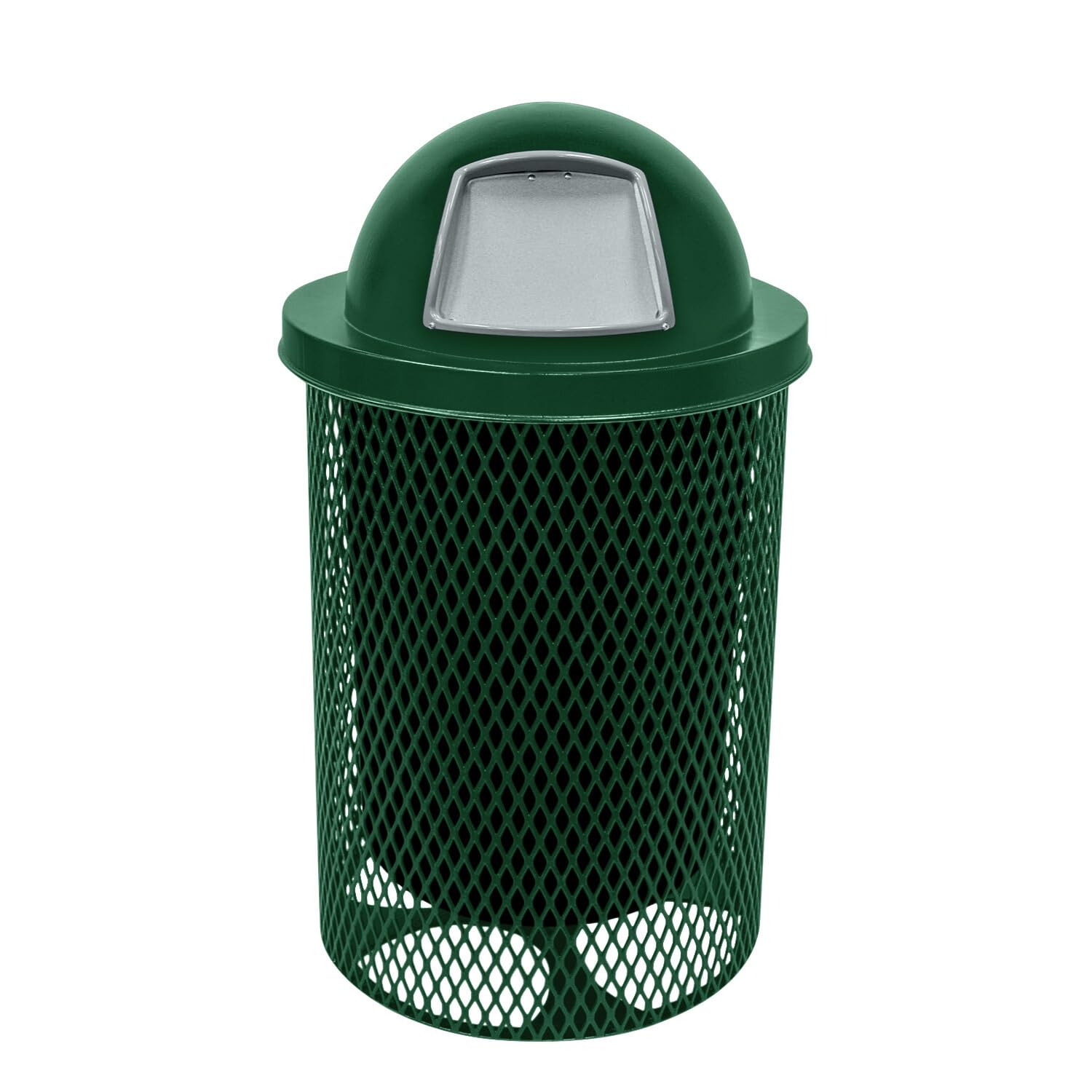 COATEDOUTDOORFURNITURE RDT-GRN Heavy Duty 32 Gallon Round Trash Receptacle, Liner Included, Green with Dome Lid, Made in America