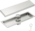 uxcell Rectangular Shower Drain, Brushed 304 Stainless Steel Odor-Proof Floor Drain Linear Shower Drain Hair Catcher for Bathroom Kitchen and Laundry Room(12 Inch, Brushed Silver)