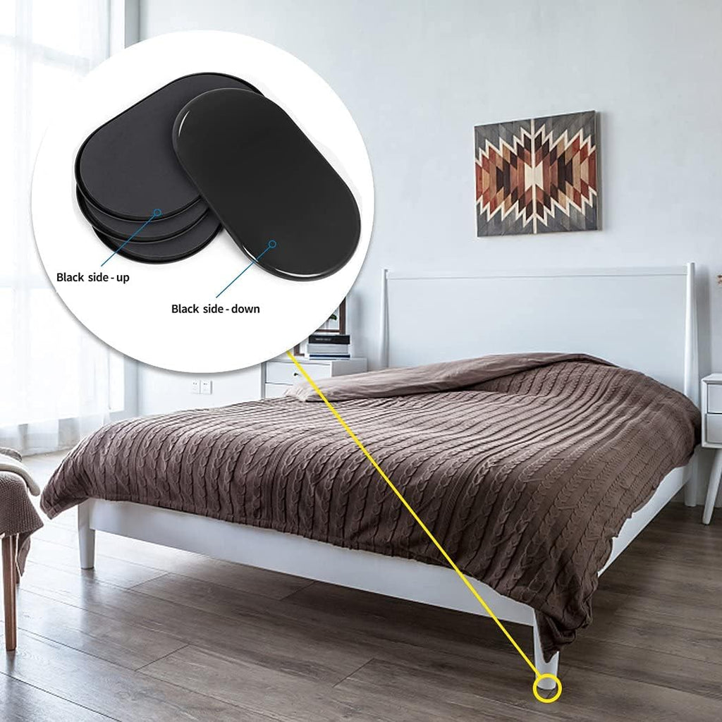Reusable Large Furniture Sliders for Carpet, Furniture Movers Sliders, Carpet Movers Oval Heavy Duty Sofa Bed Table Desk Movers for Carpet –Quickly and Easily Move Any Item, Black (8 Pack)