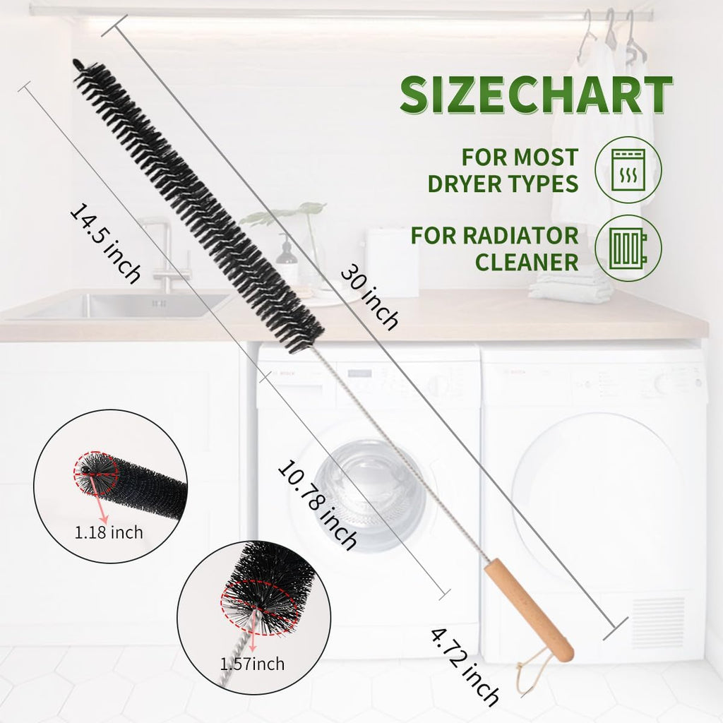 Dryer Lint Brush Vent Cleaner 30 inch Refrigerator Coil Cleaning Brushes Clothes Trap Duct Remover, Crevice Cleaning Brush, Washing Machine Cleaning Tools for Household (2 Pack)