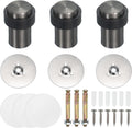 PATIKIL 3Set Round Door Stoppers, 60mm Stainless Steel Door Stop Doorstop Wedge Metal Cylinder Self Adhesive with Screw for Bottom of Door Floor Inside, Copper Tone