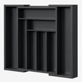 Pipishell Bamboo Expandable Drawer Organizer for Utensils Holder, Adjustable Cutlery Tray, Wood Drawer Dividers Organizer for Silverware, Flatware, Knives in Kitchen, Bedroom, Living Room (Black)