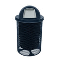 COATEDOUTDOORFURNITURE RDT-DBL Heavy Duty 32 Gallon Round Trash Receptacle, Liner Included, Dark Blue with Black Dome, Made in America