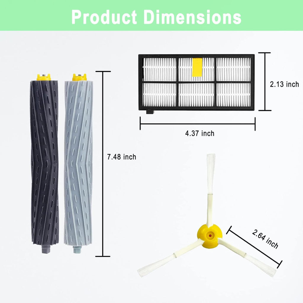 18 Pack Replacement Parts Compatible with iRobot Roomba 800 900 Series 805 850 860 861 864 866 870 871 880 890 891 960 980 981 985 961 Vacuum Accessories,2 Set Roller Brushes,8 Filters,8 Side Brushes