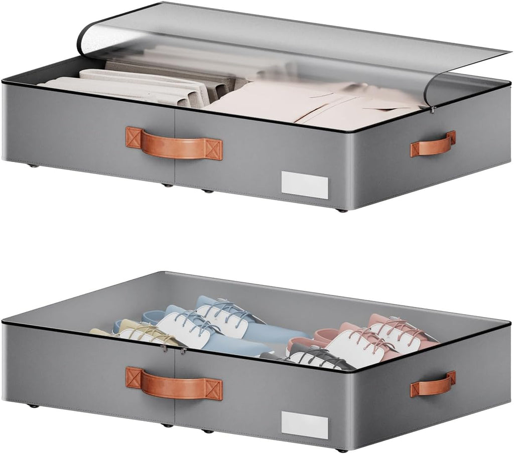 Under bed Storage With Wheels,Low profile 5.5 inches Height Storage Bins,Rolling Under bed Shoe Storage Containers,Under bed Storage Drawers for clothes & blankets
