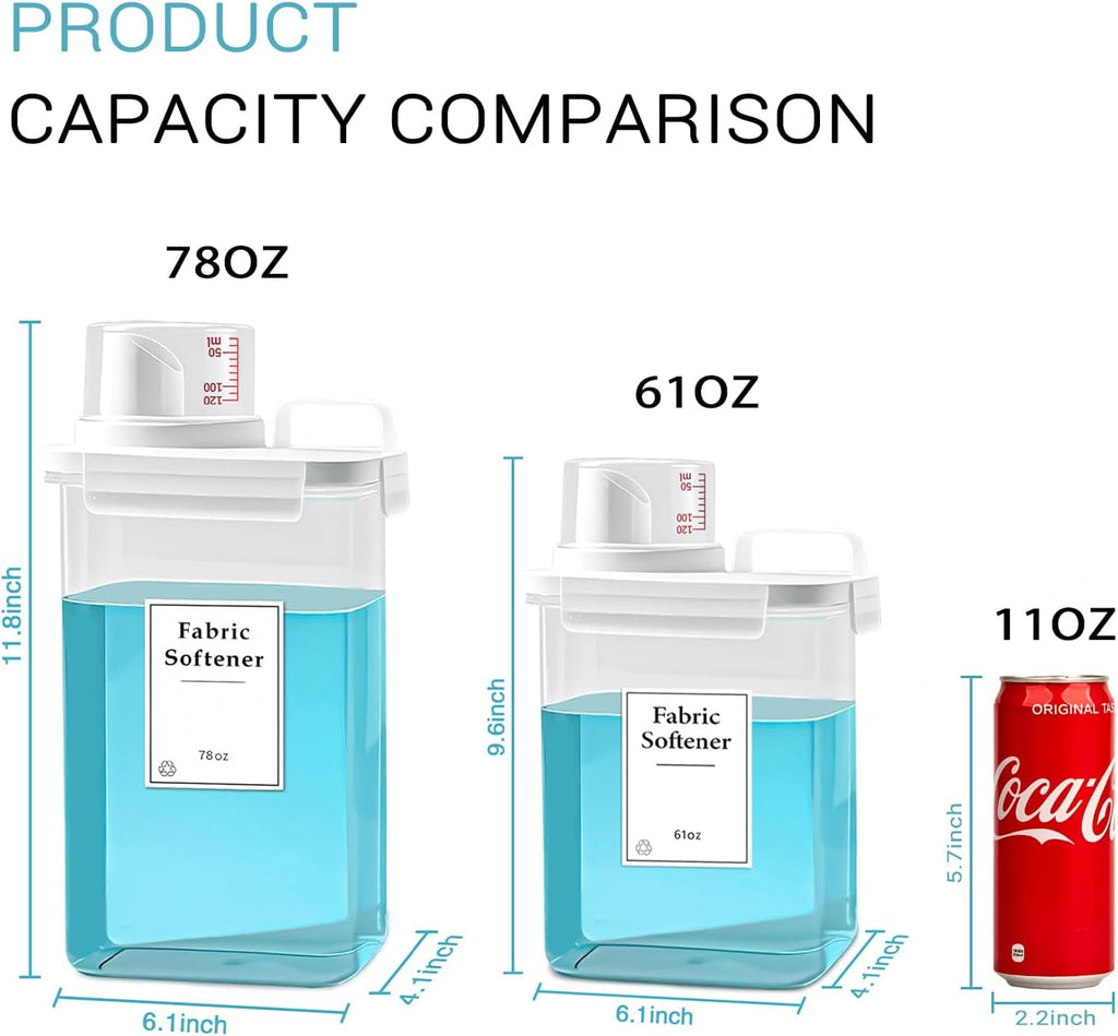 3 Pack Laundry Detergent Dispenser, 61oz Laundry Soap Dispenser, Refluxable Laundry Detergent Container, Plastic Liquid Laundry Detergent Dispenser for Laundry Room Organization with 6 Labels