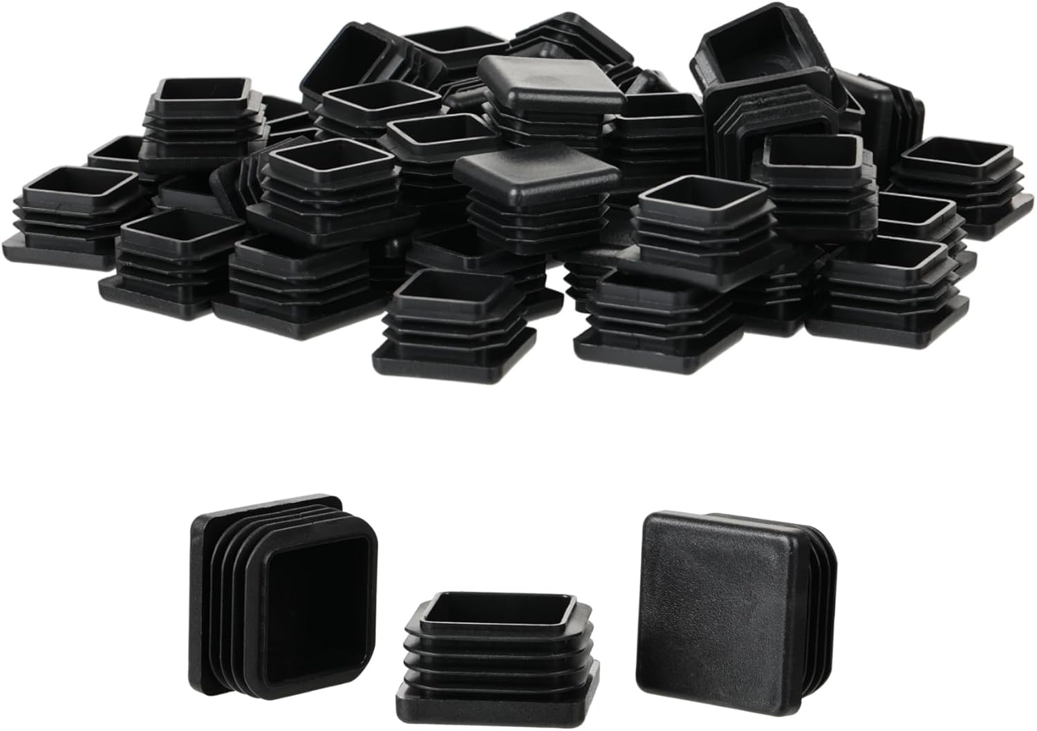 Furnigear Plastic Plugs Tubing End Cap Chair End Caps Outside Bottom Tubing Caps Square Furniture Sliders Glides Black (40, Fit 0.85-0.94" Square Tube Inner Size)