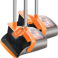 2-Pack is More economical，Upgraded Upright Broom and Dustpan Combo with 52" Long Handle, Dustpan Teeth with self-Cleaning Function, Indoor and Outdoor Sweeping, Perfect for Home Office
