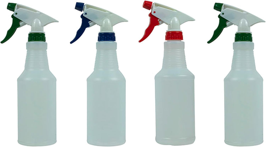 Sprayco 16oz Spray Bottle, 4 Pack – Adjustable Nozzle, Durable Plastic, All-Purpose Cleaning, Gardening & Auto Detailing, Made in USA