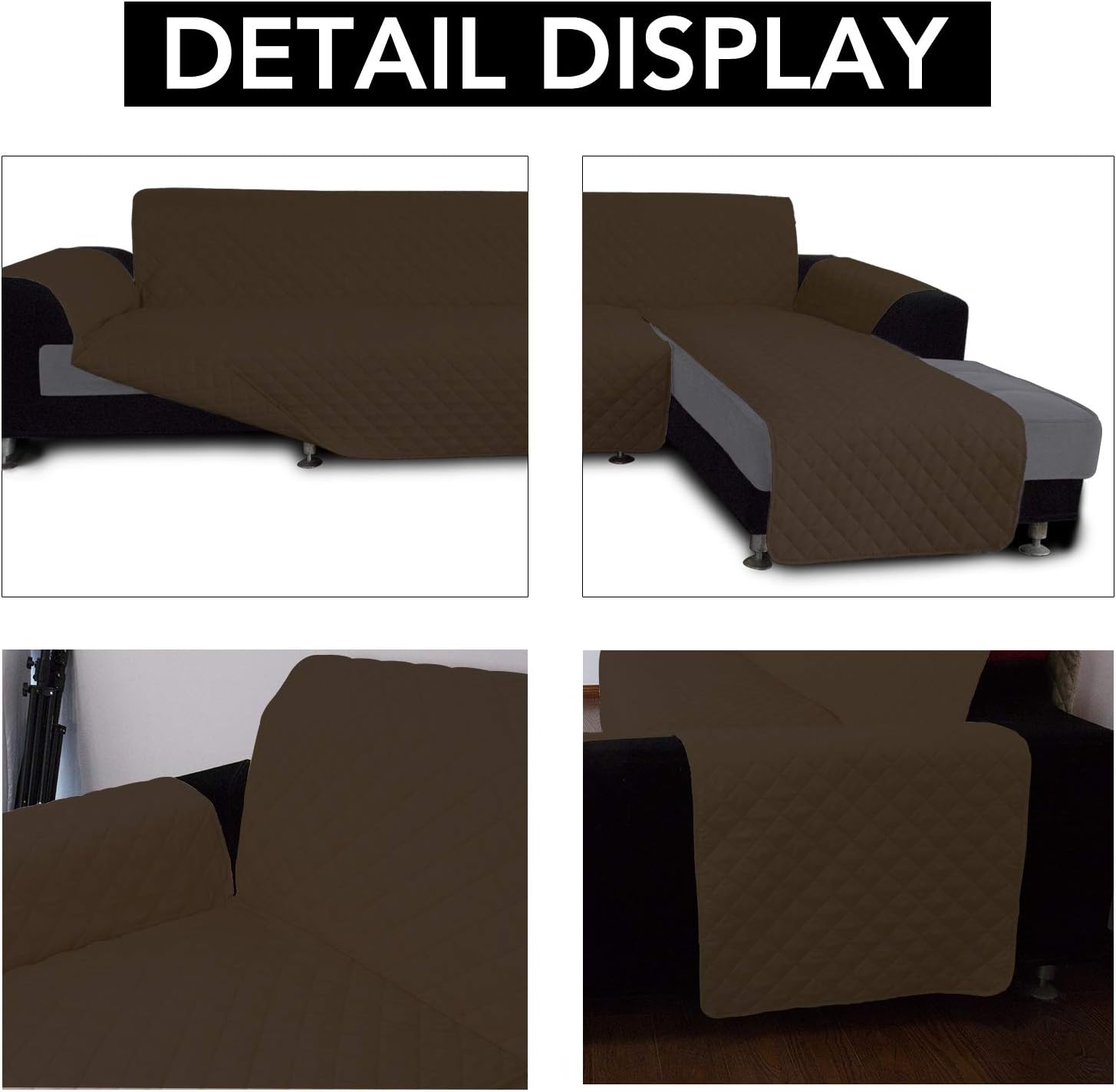 Easy-Going L Shape Sofa Cover Sectional Couch Cover Chaise Lounge Sofa Slipcover Furniture Protector Mat for Pets Dog Cat (Large, Coffee/Coffee)