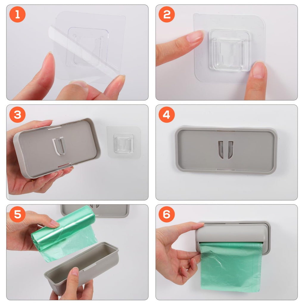 Cabilock 3Pcs Wall-Mounted Trash Bag Storage Box Adhesive Garbage Bag Containers with Easy for Kitchen and Bathroom Organization
