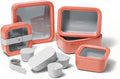 Caraway 14pc Glass Food Storage Container Set - Easy to Store, Non Toxic Lunch Box - with Glass Lids - Includes Storage Organizer & Dot & Dash Inserts - Perracotta