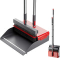 Broom with Dustpan Combo Set 180 Degree Rotating Broom Set with Comb Teeth Upright Standing Dust Pan with Adjustable Long Handle for Home Room Kitchen