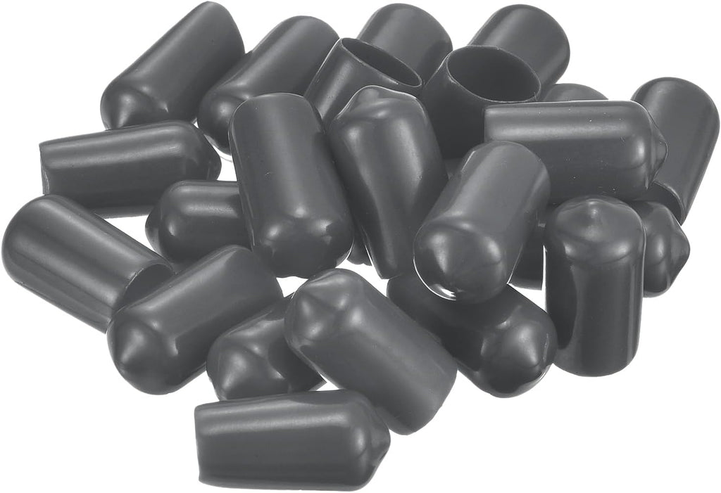 uxcell 20pcs Rubber End Caps 3.5mm ID Vinyl Round Tube Bolt Cap Cover Thread Protectors Dark Grey