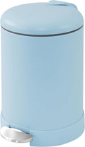 Glad Small Trash Can, 1.2 Gallon | Round Stainless Steel Garbage Bin with Soft Close Lid & Step Foot Pedal | Metal Waste Basket with Removable Inner Bucket, Blue