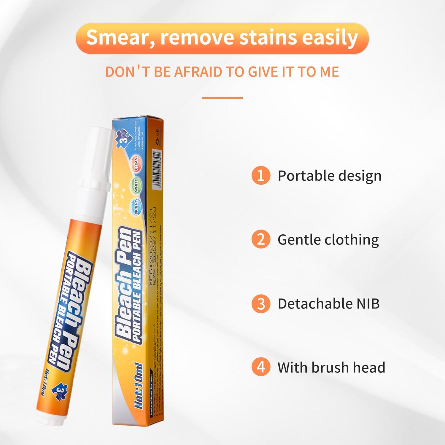 Bleach Pen,Bleach Pen for Clothing,stain remover pen,More effective stain removal,Travel Size Toiletries,Travel Essentials,Travel Accessories,Instantly Remove New Stains(2pcs)