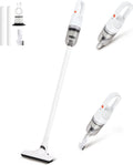 6-in-1 Lightweight Stick Vacuum Cleaner with 100W Powerful Motor, Mini Portable Household Handheld Vacuum Cleaner for Domestic Hard Floors, Carpets and Pet Hair (White Cordless Without Plug)