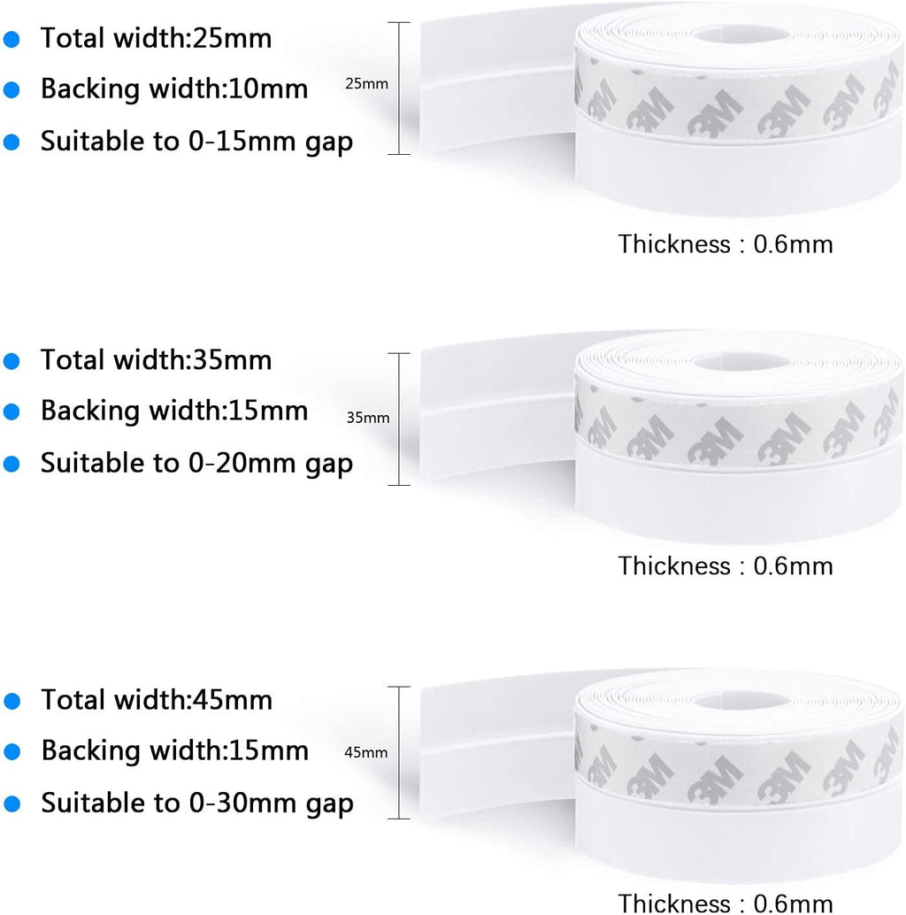 TAROSE Weather Stripping, 16.5 Feet Silicone Door Seal Strip, White, 35mm