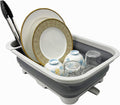 SAMMART 12L (3.17 Gallon) Collapsible Dish Drainer with Swivel spout - Foldable Drying Rack Set - Portable Dinnerware Organizer - Space Saving Kitchen Storage Tray (Grey/Steel Grey)