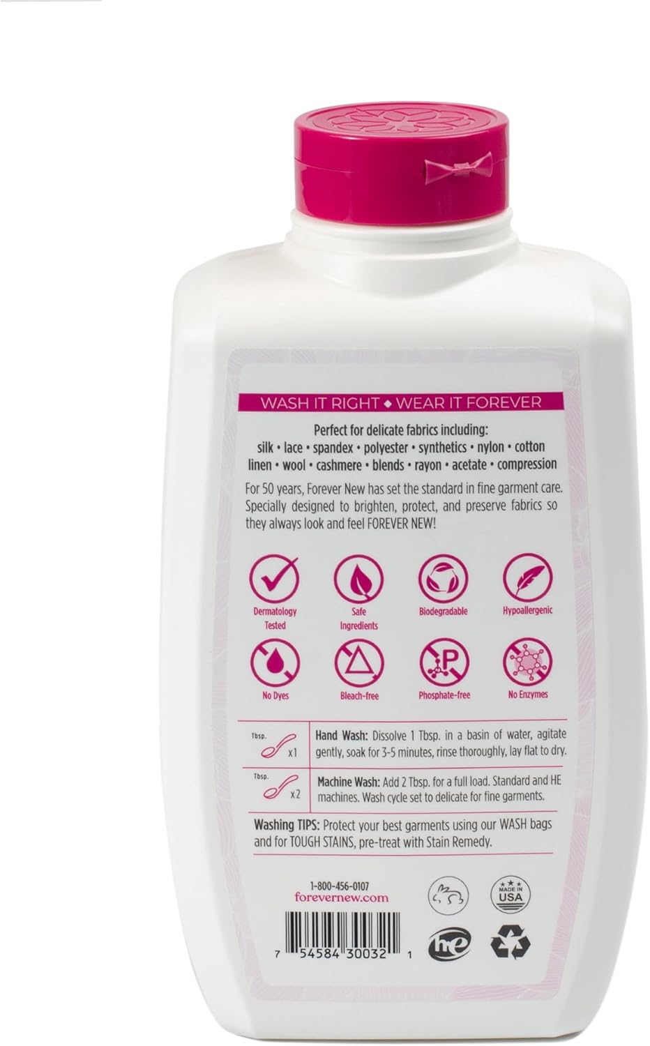 Forever New 32oz Liquid Original Scent Fabric Care Wash 2 Pack (64oz Total) Natural Laundry Detergent
