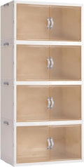 AHEONLAR 4 Pack Plastic Storage Bins with Drawers - 388QT Foldable Stackable Storage Bins with Lids - Closet Craft Organizers and Storage - Plastic Drawer Storage for Bedroom(97QT×4), 22.8 Gal