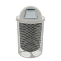 COATEDOUTDOORFURNITURE RDT-TXTGRY Heavy Duty 32 Gallon Round Trash Receptacle, Liner Included, Textured Red with Textured Grey Steel Dome Top, Made in America