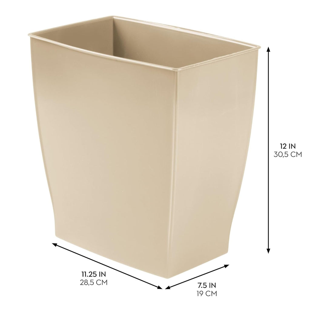 iDesign Small Rectangular Bathroom Trash Set of 4-Taupe Brown Waste Can
