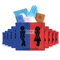 Personal Toilet Kit To Go – 10 Pack | Disposable Public Restroom Kit | Individually Wrapped for Toilet Protection Kit | Toilet Paper, Toilet Seat Cover, Butt Wipes, Cleansing Wipes (Red and Blue)