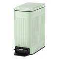 TIPGO Slim Bathroom Trash Can with Lid Soft Close, Step Pedal, 6 Liter / 1.6 Gallon Stainless Steel Trash Bin, Small Garbage Cans for Bedroom, Office, Kitchen (Green)