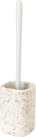 Vigar Zense Toilet Brush and Holder Set, Toilet Bowl Brush with Polyresin Stone Holder, Bathroom Sets for Bathroom Decor and Accessories, Terrazzo