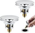 Universal 2PCS Bathroom Sink Stopper 2 in 1 Pop Up Metal Sink Drain Strainer with Hair Catcher, Fit for 1.1~2.36" Sink Basin Hole, Big Cover Cap, Anti-clog, Chrome