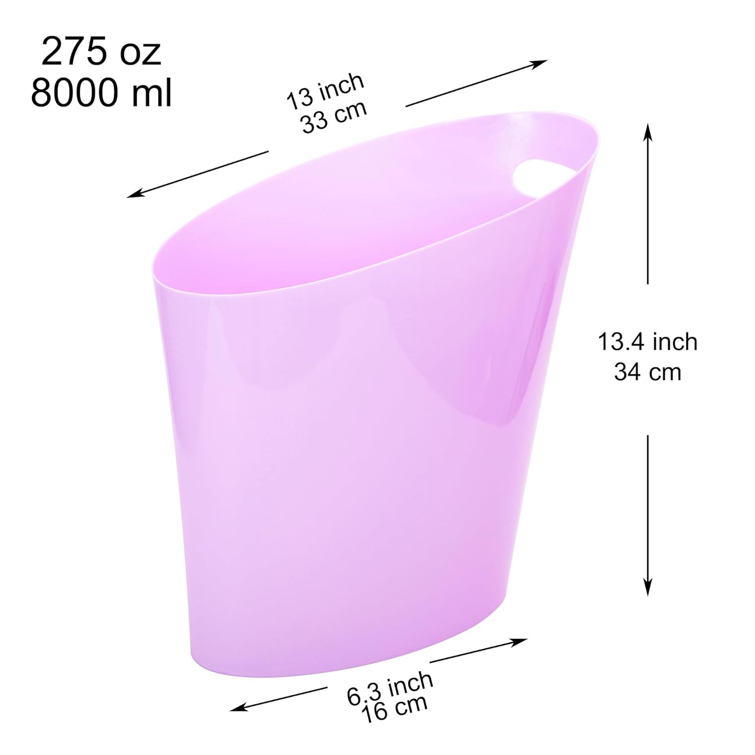 Youngever 2 Gallon Slim Trash Can, Plastic Garbage Container Bin, Small Trash Bin with Handles for Home Office, Living Room, Study Room, Kitchen, Bathroom (2 Pack) (Purple)