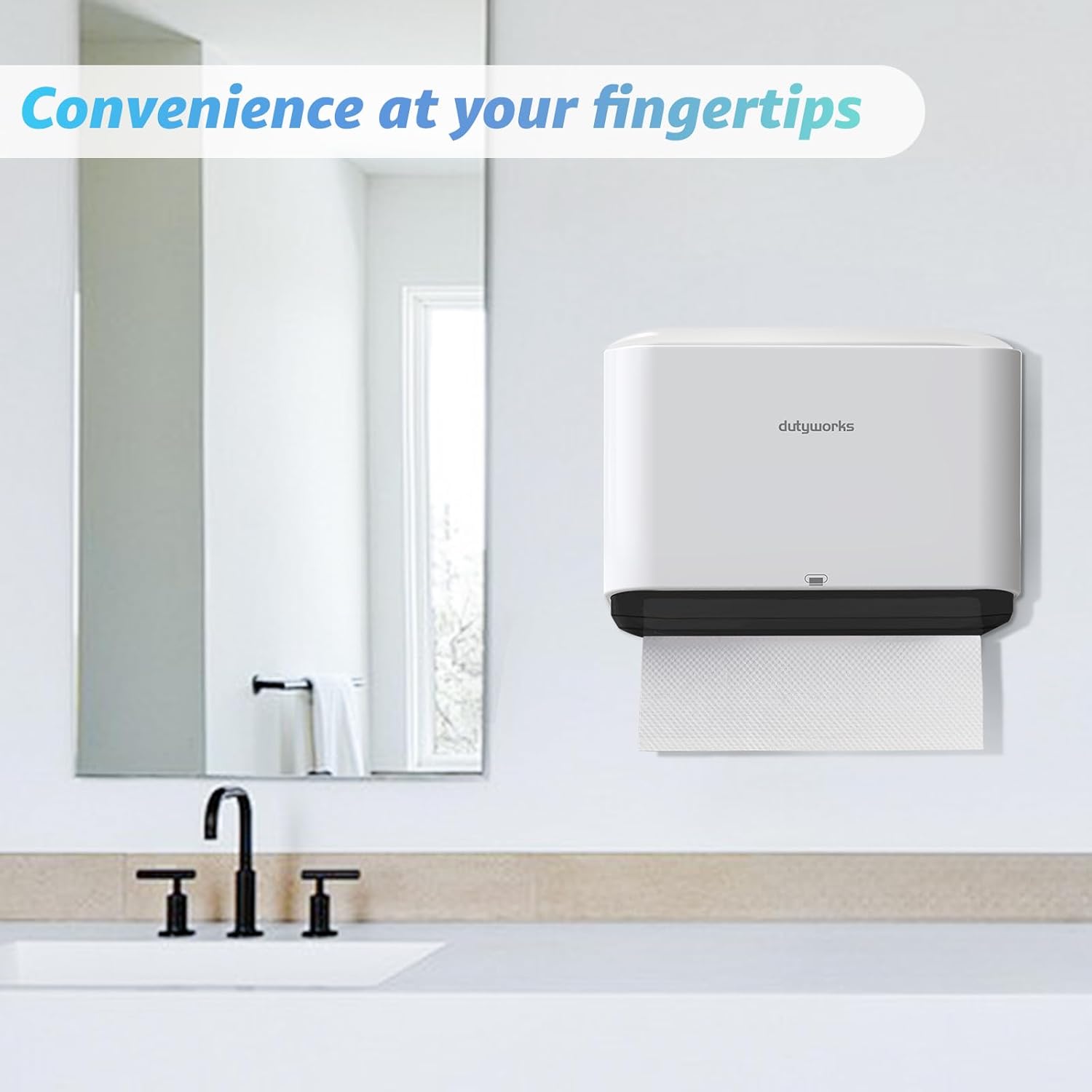 Paper Towel Dispenser Wall Mount, Multifold Paper Towel Holder Adhesive Hand Towel Dispenser for Bathroom Kitchen Commercial, White