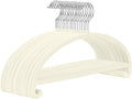 MIZGI 50 Pack Ivory Velvet Hangers - No Shoulder Bumps, Heavy Duty Non-Slip Chrome Hooks for Jackets, Coats, Pants