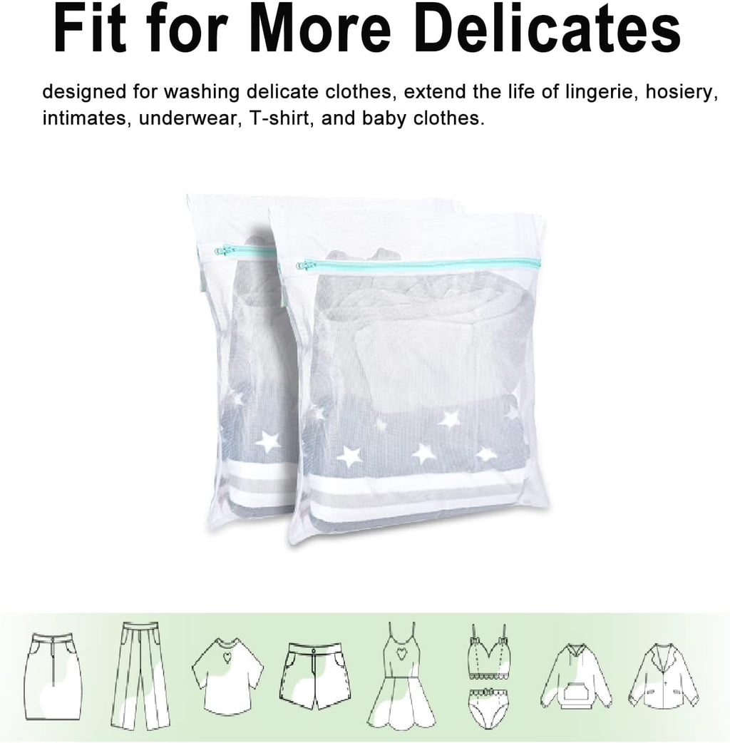 OTraki Mesh Washing Bags for Laundry 2 Pack 16 x 20 Inch Medium Mesh Bag Laundry Washer Delicates Lingerie Wash Machine Net Zipper Bag Heavy Duty Home Dorm Hotel Travel Storage Organizer, White