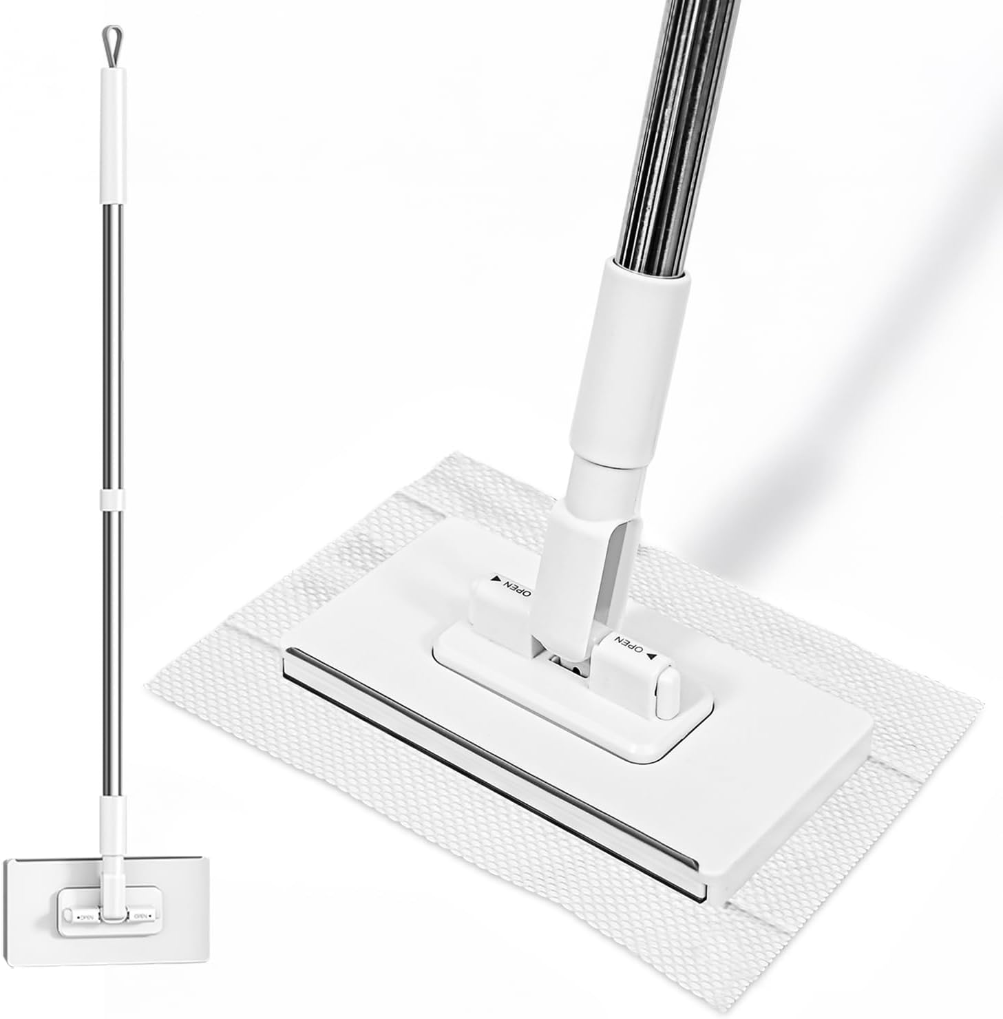 Mini Sweeper Mop No-Touch Dirty Cleaning Flat Dust Mop for Dry Wet Disposable Pads, Multi Surface Mop Floor Mopping and Sweeping Cleaning Head for House Wall Bathroom Toilet Corners Door Window