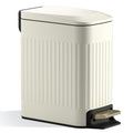 CEROELDA Small Bathroom Trash Can with Lid Soft Close-5L/1.3 Gal Slim Garbage Can-Metal Step Wastebasket-Rectangle Narrow Waste Bin for Office, Bedroom, Toilet, Live Room (Embossed-Beige)
