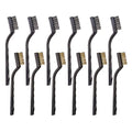 12PCS Mini Wire Brushes, Stainless Steel & Brass Brush Set, Curved Handle Scratch Brush for Automotive, Cleaning Welding Slag and Rust
