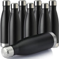 MEWAY 17oz Sport Water Bottle 8 Pack Vacuum Insulated Stainless Steel Leak-Proof Double Wall Cola Shape Water Bottle,Keep Drinks Hot & Cold (Black,8 Pack)