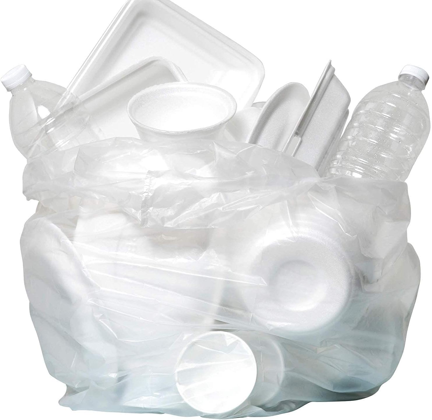 Aluf Plastics High Density Trash Bags, 45 Gallon, 600 Count, 22 Micron (eq), 40" x 48", Clear, for Bathroom, Office, Industrial, Commercial, Janitorial, Municipal, Recycling