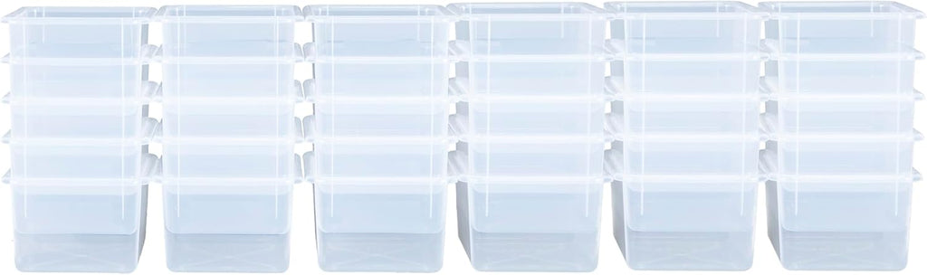 Wood Designs Cubby Storage Bin, Heavy Duty Plastic Containers for Kids Translucent Clear Cubby Tray Set of 30
