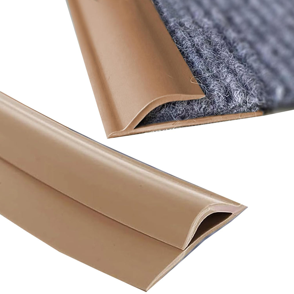 Self Adhesive Carpet Transition Strip with Edge Trim, Designed for Seamless Transitions from Carpet to Tile or Vinyl Floors, Perfect for Doorways.(Brown,24ft)