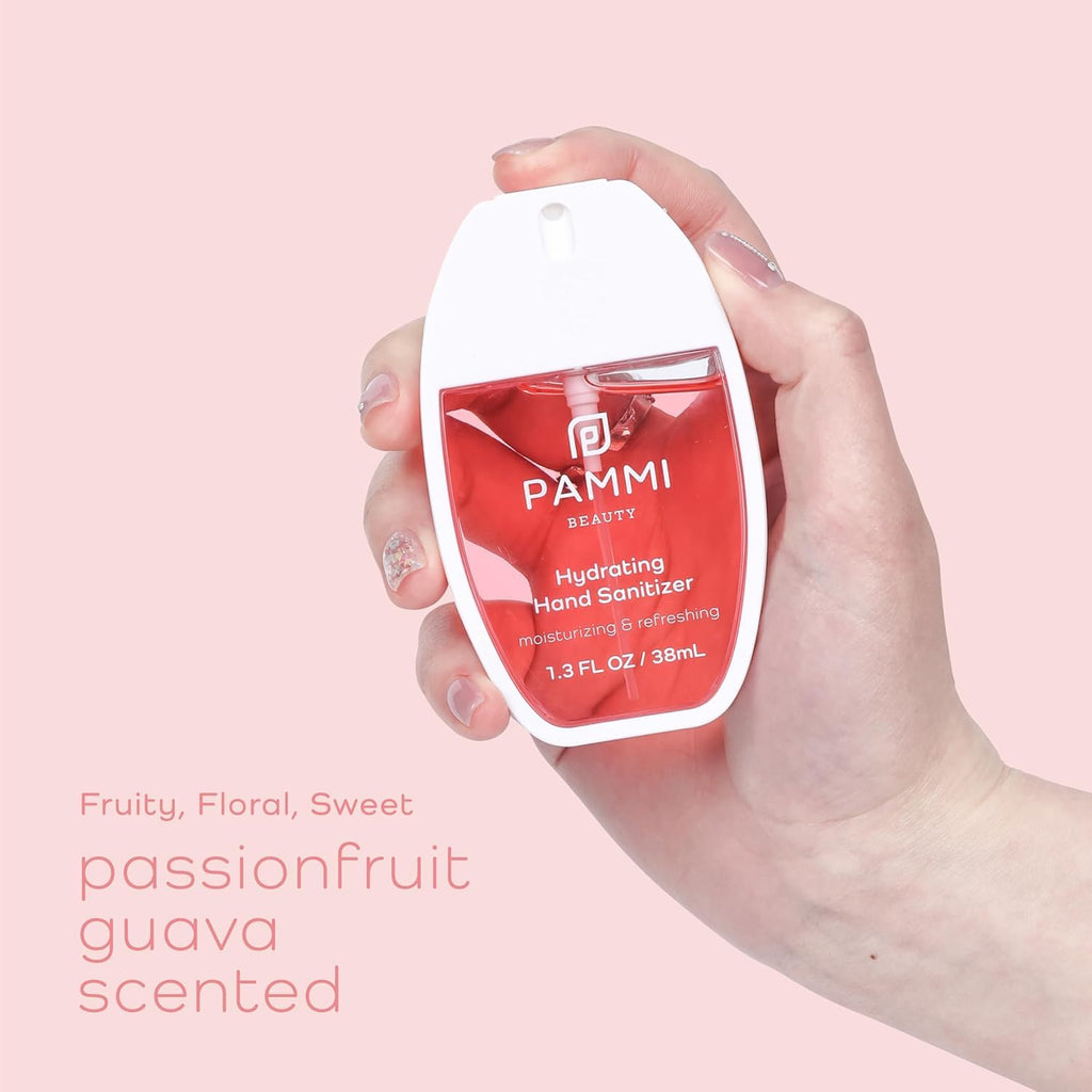 PAMMI Power Mist Hydrating Hand Sanitizer Spray, Portable Travel Size Pocket Hand Sanitizer, Scented Handsanitizer Mini Spray For Car - 600 Sprays (2 Packs (White Peach))