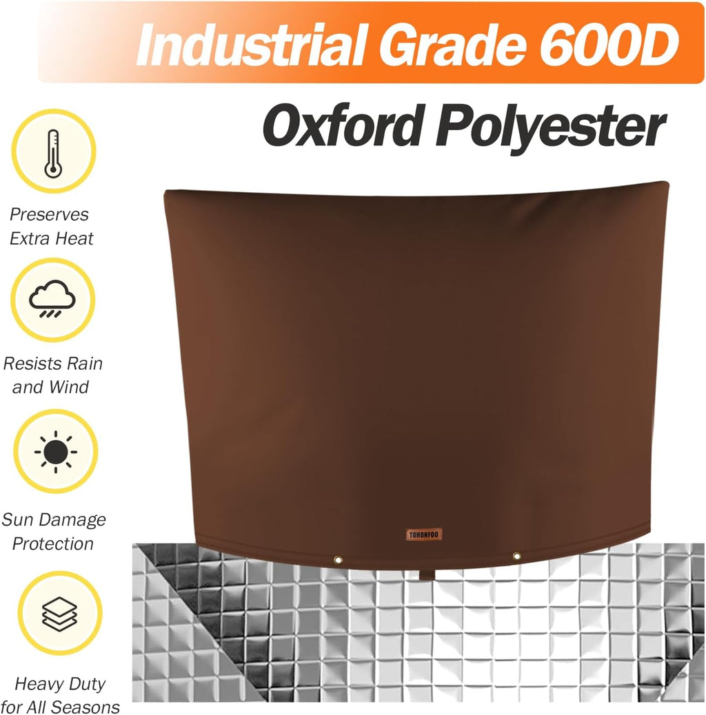 TOHONFOO Backflow Preventer Pipe Insulation Cover (5°F) - Irrigation Sprinkler Valve Insulated Pouch - Water Well Pump Cover - Sturdy 5 Layers for Winter Freeze Protection, 38" W x 24" H, Brown