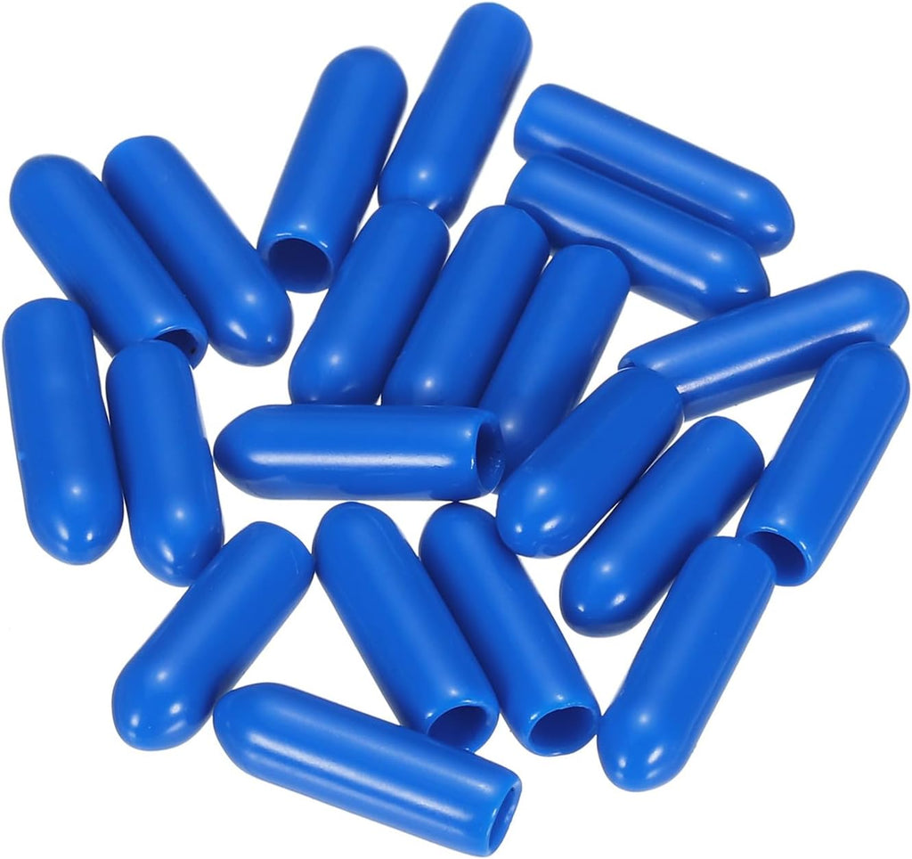 uxcell 20pcs Rubber End Caps 3.5mm ID Vinyl PVC Round Tube Bolt Cap Cover Screw Thread Protectors Blue