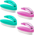 Handle Grip Nail Brush for Cleaning Fingernails Hands & Under Nails, Stiff Bristle Mechanic Scrub Brush Cleaner for Men Women, Pedicure Scrubbing Tool Kit (2 Pink + 2 Green)